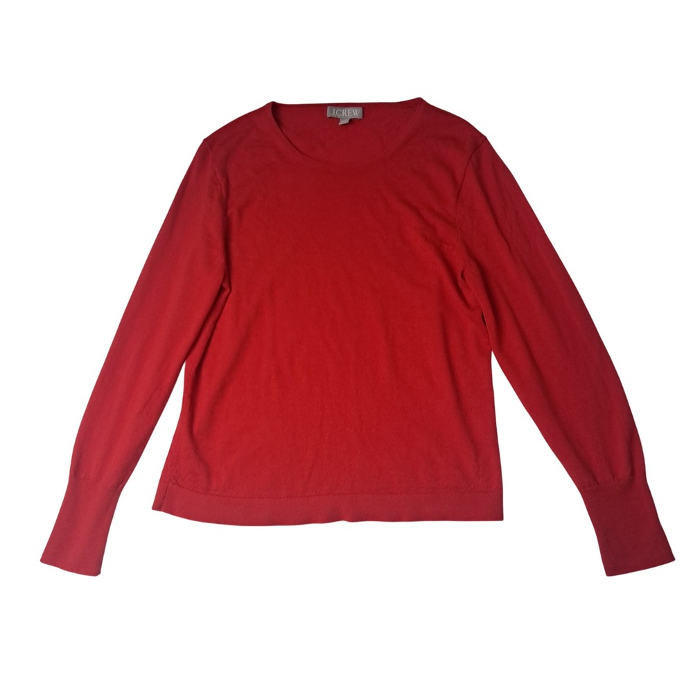 J. Crew Sweater Womens Large Red Crewneck Long Sleeve Lightweight Classic Preppy